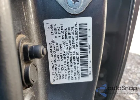 2013 Honda Civic Ex z USA, uszkodzony, nr VIN 2HGFB2F8XDH507813